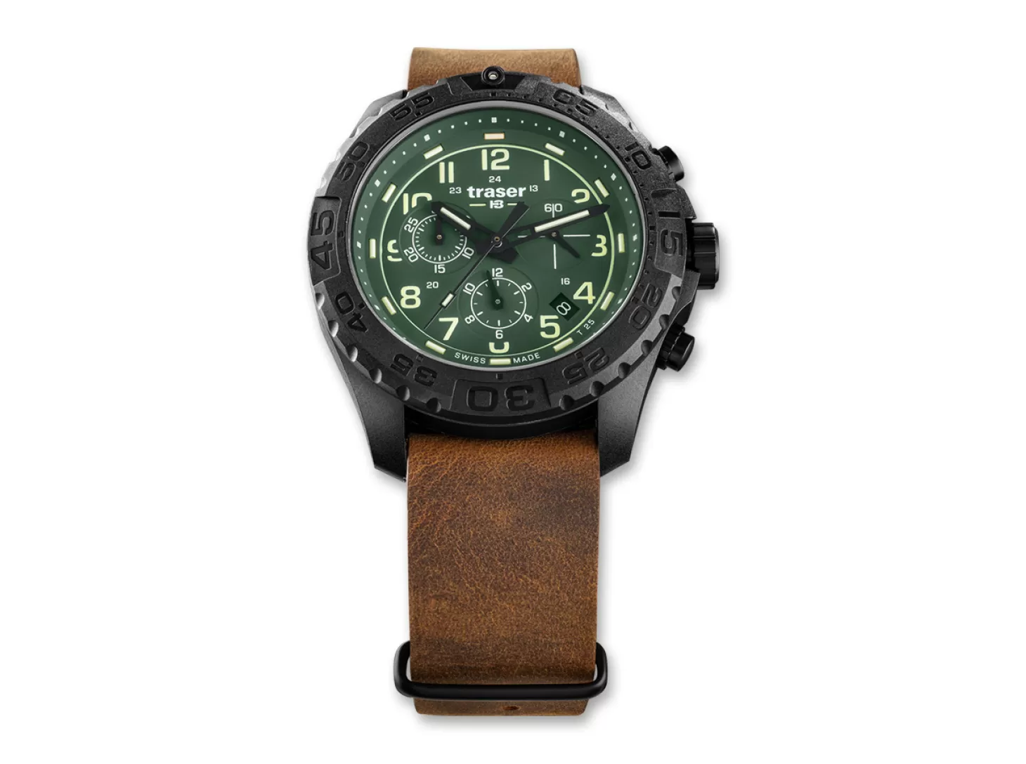 New P96 OdP Evolution Chrono Green Leder Einsatzuhren