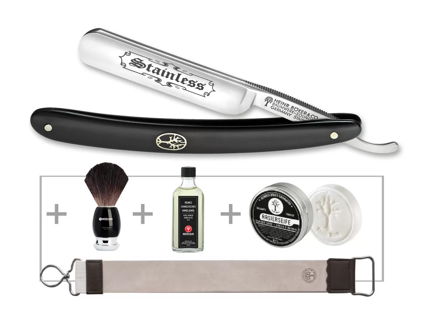 Online Stainless Black Set 5/8" Rasiermesser