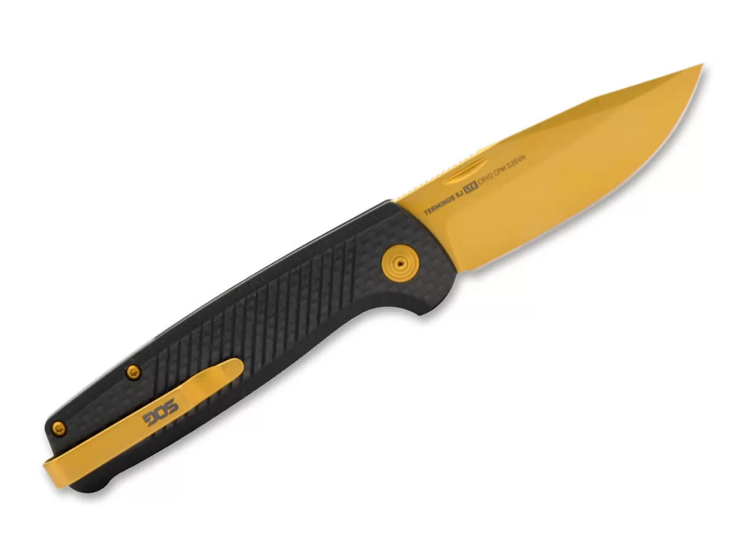 New Terminus SJ LTE Carbon + Gold Slipjoint-Messer